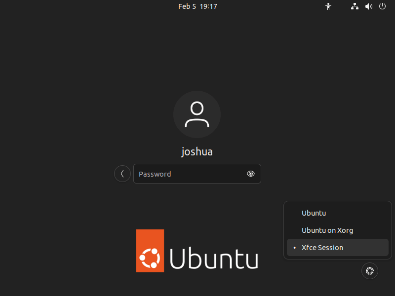 Ubuntu で XFCE デスクトップ環境に切り替える