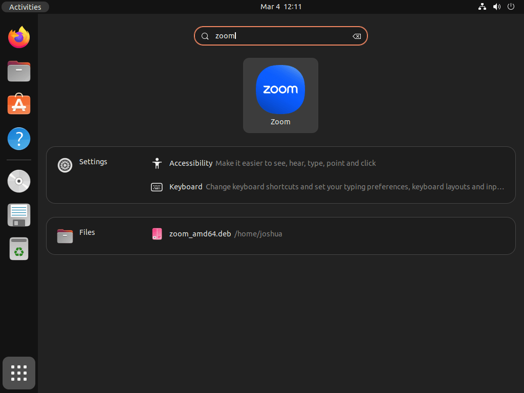 Lancement de Zoom à partir de l'icône de l'application dans Ubuntu 24.04, 22.04 ou 20.04.