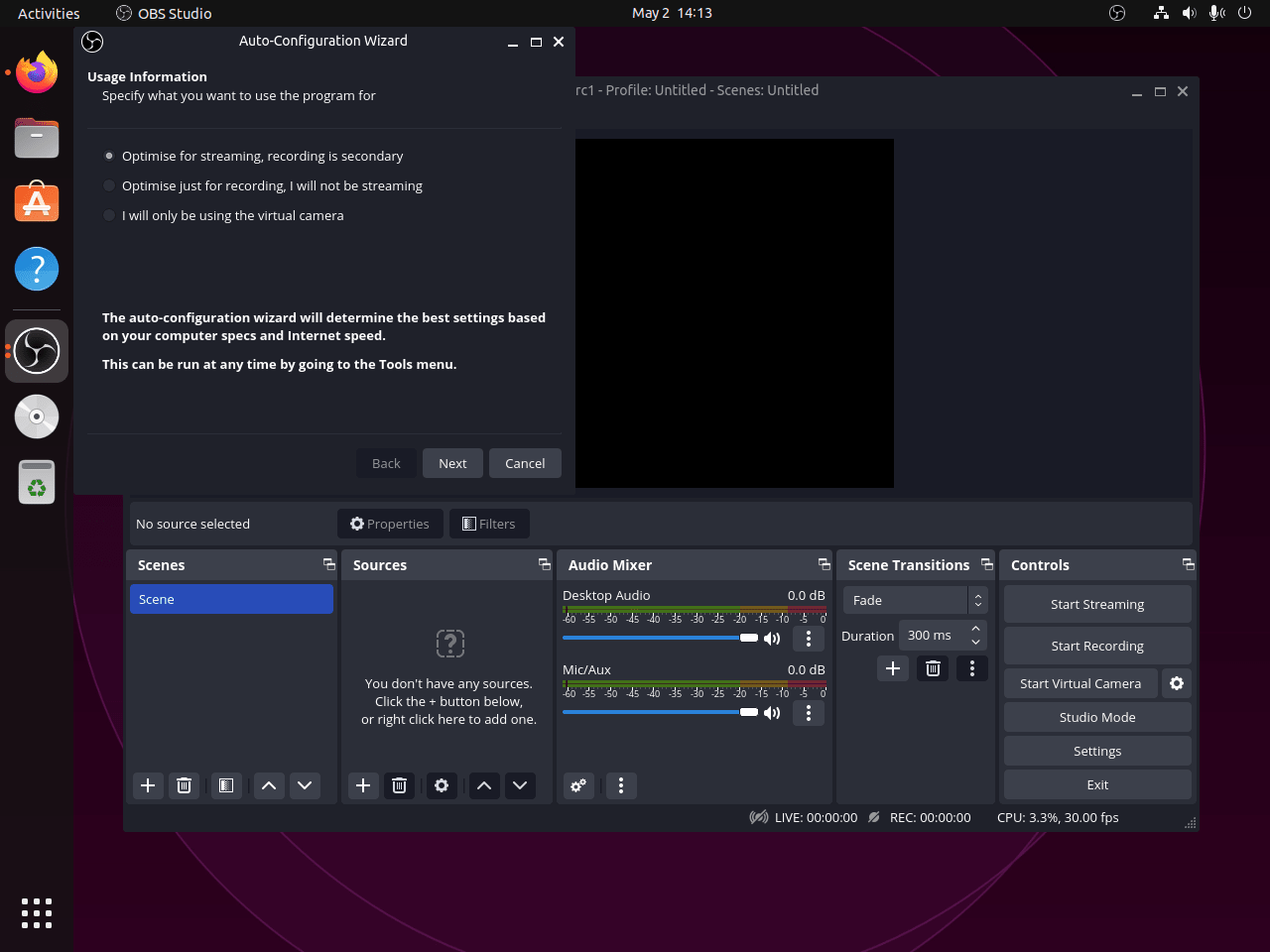 Ubuntu 上 OBS Studio 的初始设置和配置