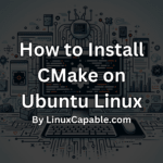 Graphic representation for a guide on installing CMake on Ubuntu Linux, showcasing cross-platform development.