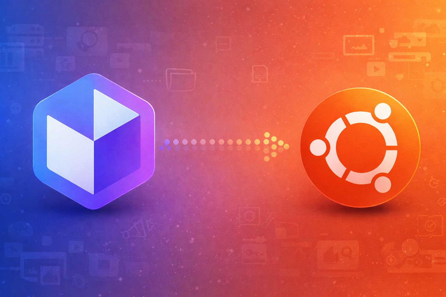 Flatpak logo and Ubuntu logo connected together