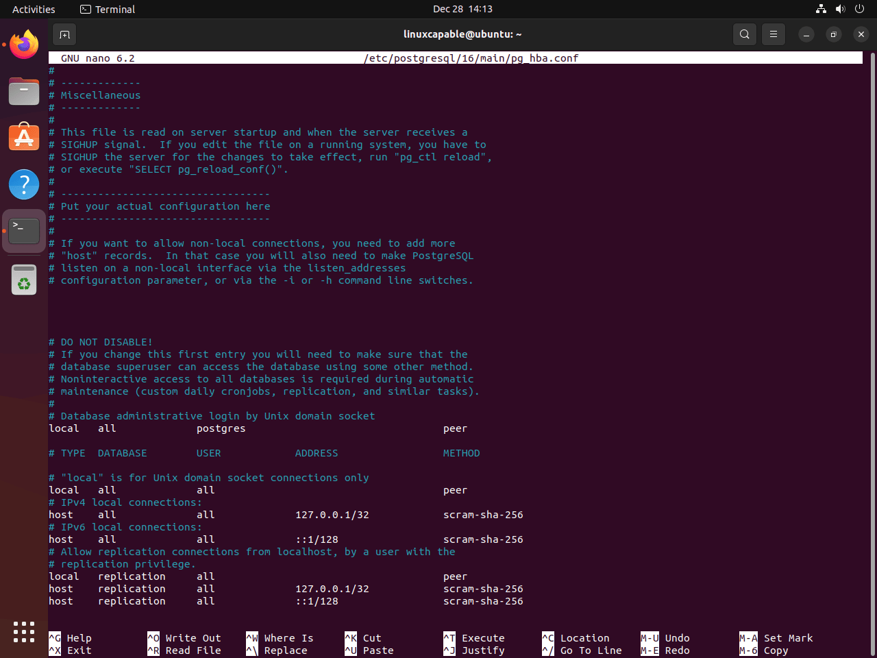 Anpassa PostgreSQL 16-åtkomst med pg_hba-fil på Ubuntu