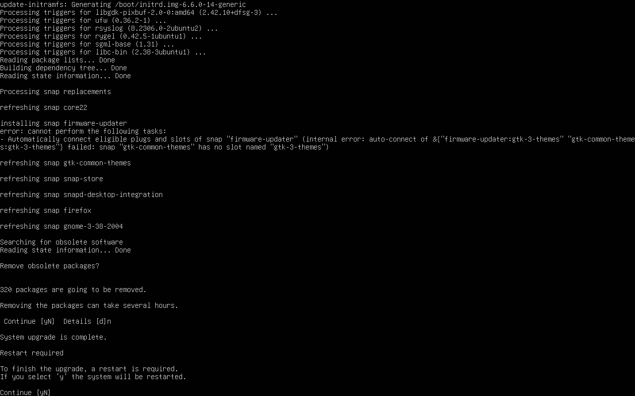 CLI Reboot Prompt Ubuntu 24.04 frissítés