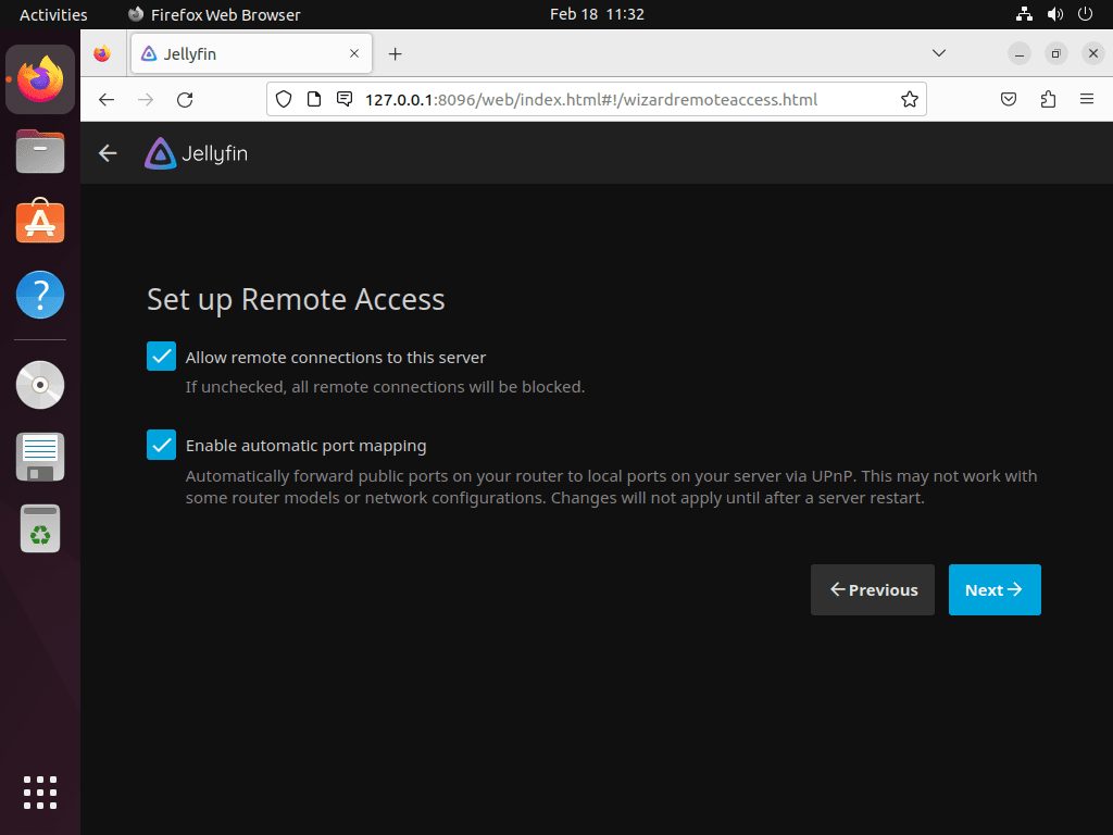 Configuring remote access for Jellyfin Media Server on Ubuntu