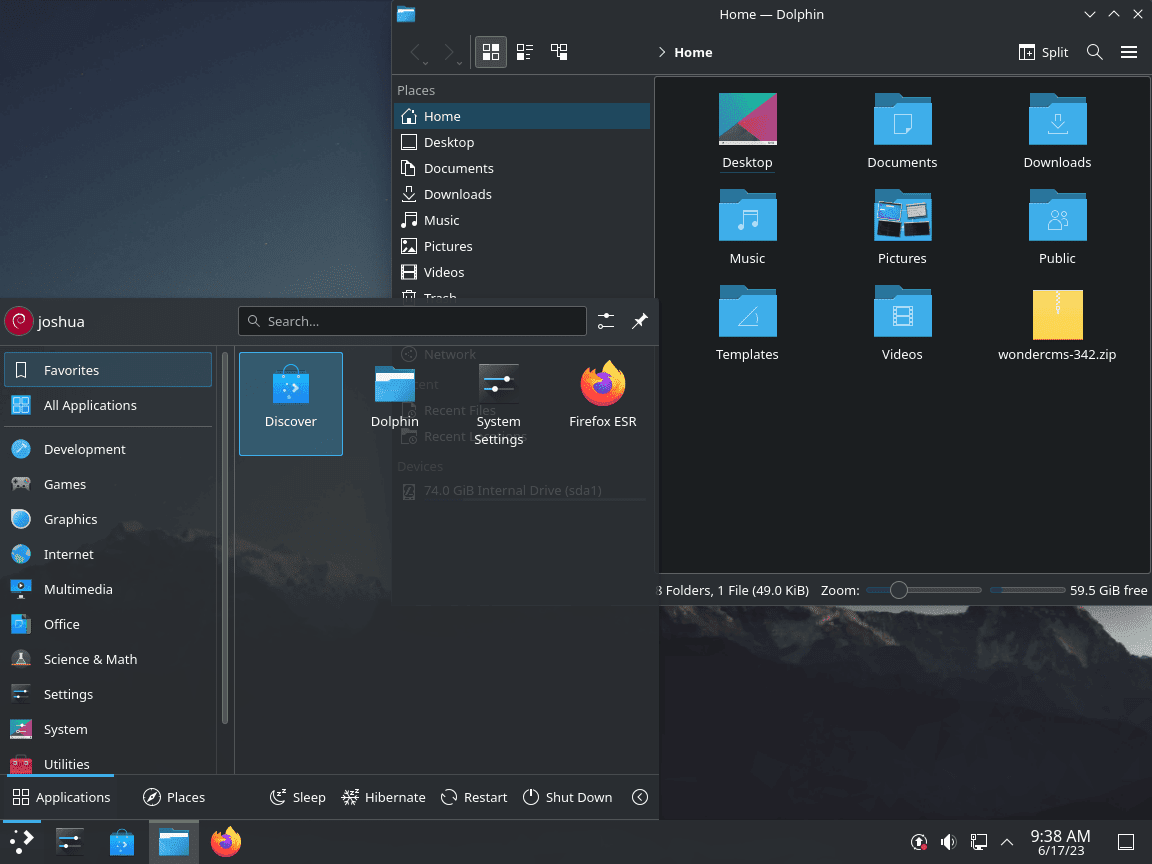 Aparência do KDE Plasma no Debian Linux