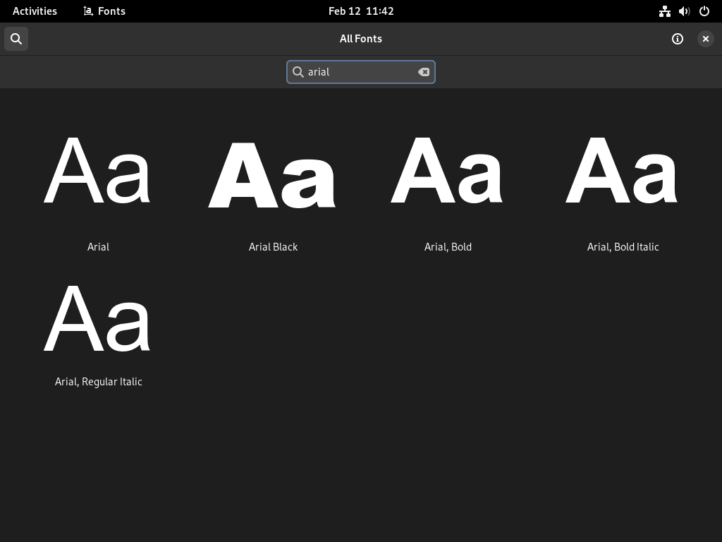 Arial font on Fedora Linux