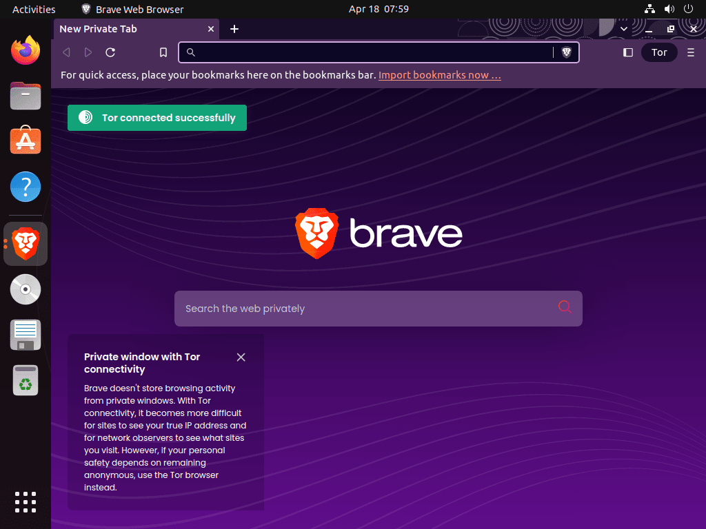 Usando Brave Browser con Tor en Ubuntu