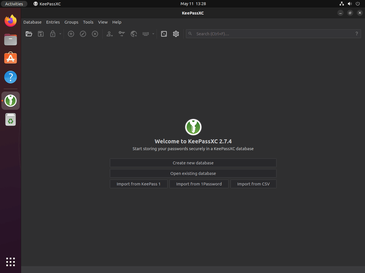 KeePassXC standardgränssnitt på Ubuntu Linux