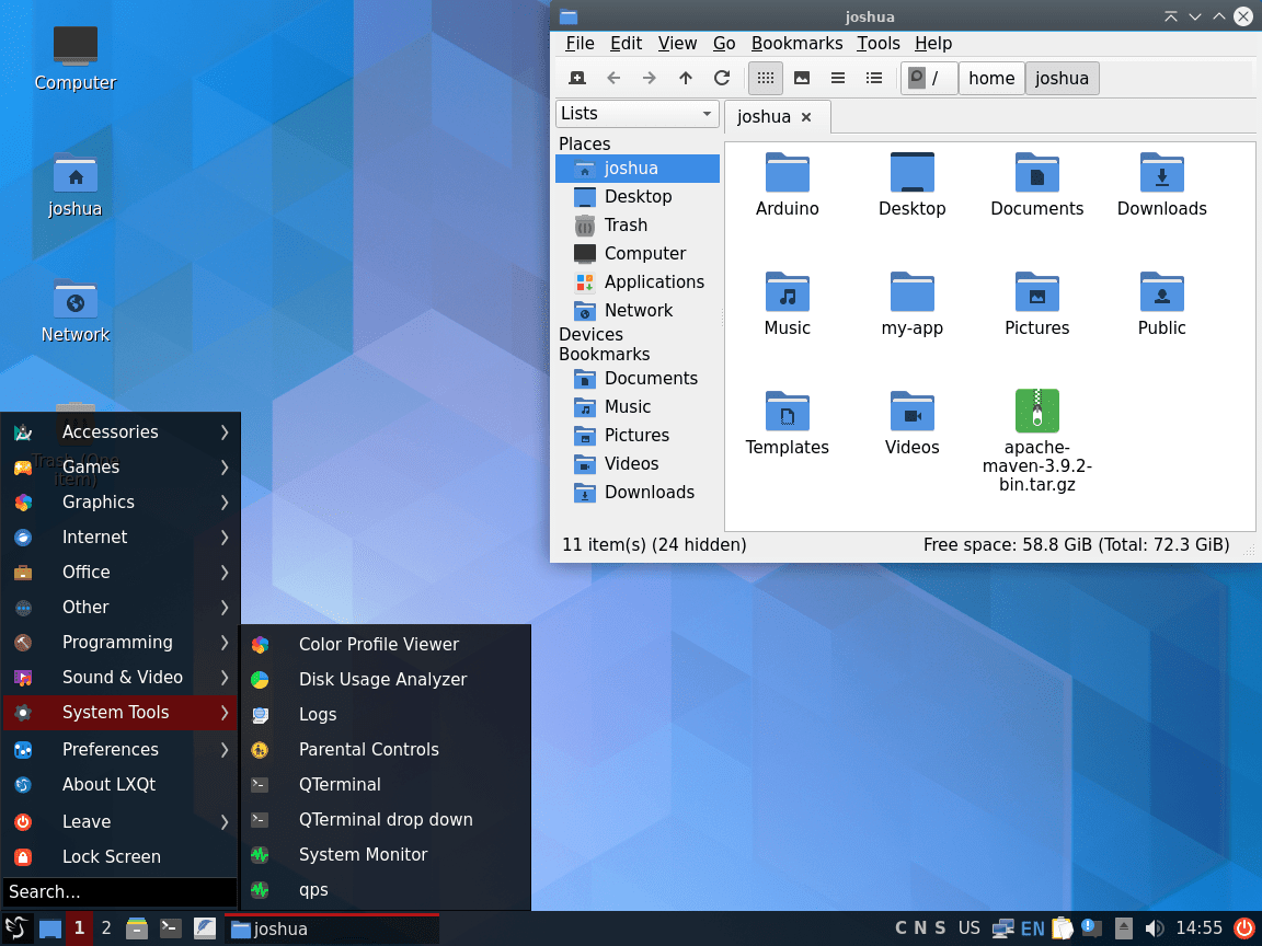 LXQt Desktop Environment on Debian Linux