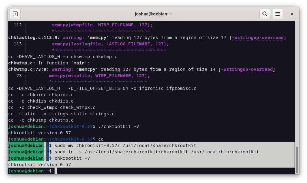 Moving Chkrootkit and making it global on Debian Linux