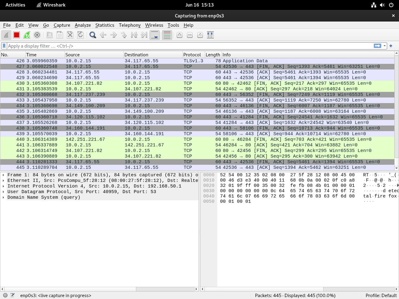 Wireshark monitoring on Debian Linux