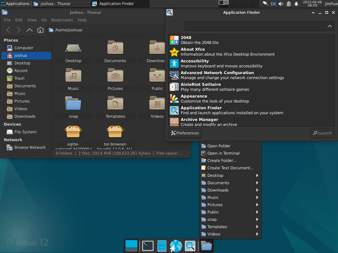 XFCE Desktop Environment on Debian Linux