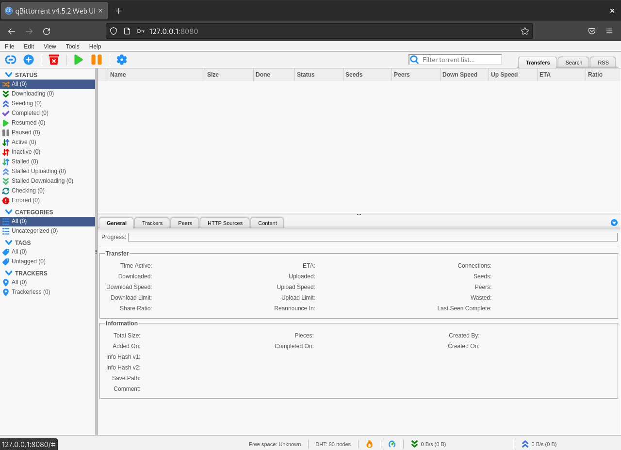 qBittorrent WebUI on Debian Linux