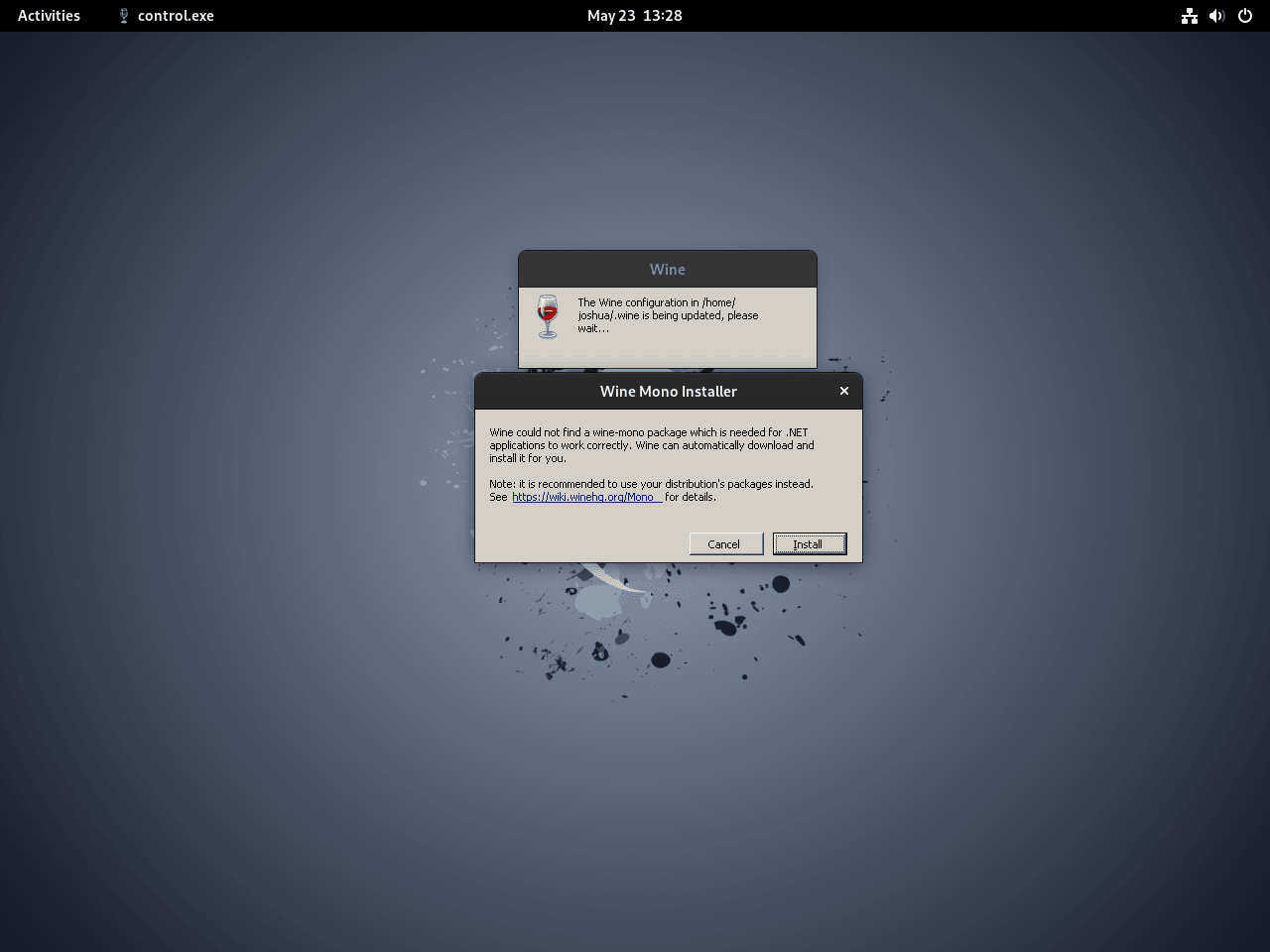 Mono installed for Wine 8.0 on Debian Linux