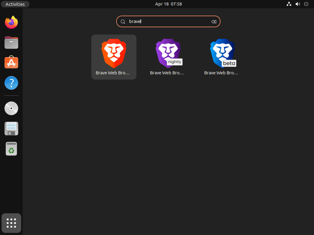 Indítsa el a Brave Browser alkalmazást az Ubuntun