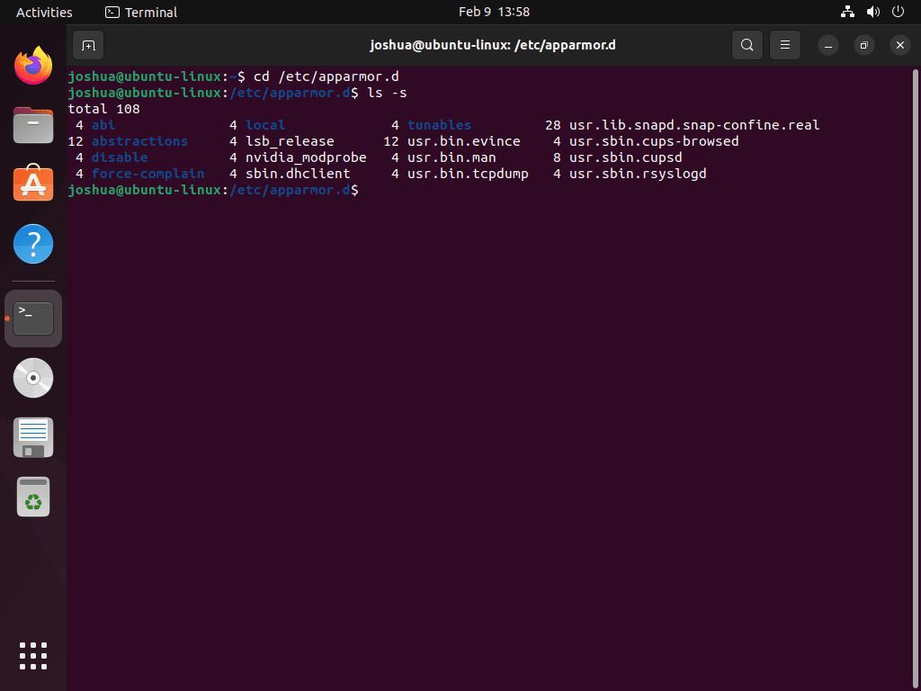 Liste des profils AppArmor sur Ubuntu