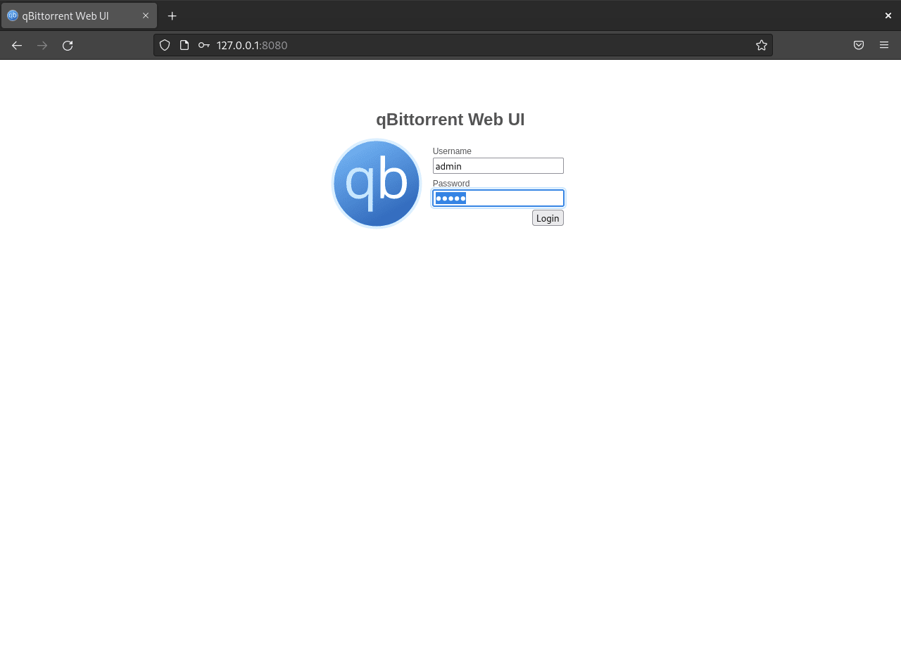 Logowanie do WebUI qBittorrent-nox w systemie Debian Linux