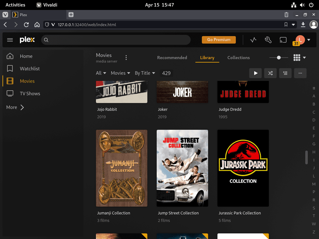 Plex Media Server installato su Debian Linux