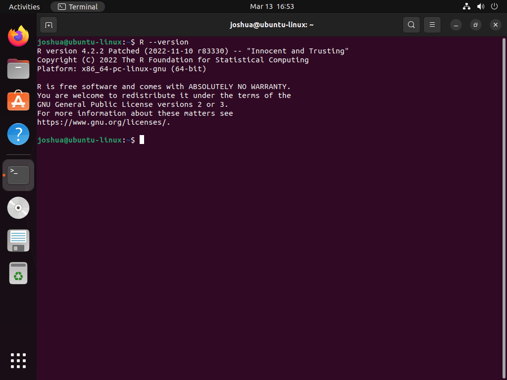 Výtisk jazykové verze R na Ubuntu Linux