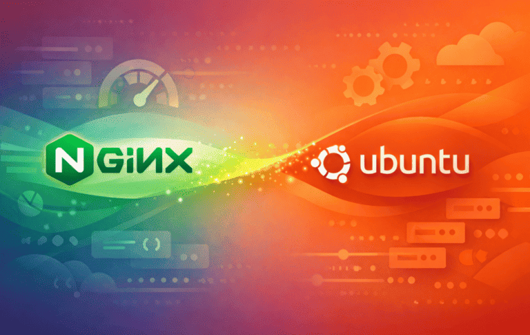 Nginx and Ubuntu logos with performance gauge icons representing FastCGI caching configuration