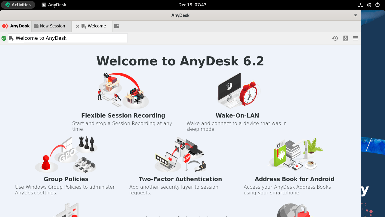 AnyDesk uruchomiony i zainstalowany na Rocky Linux