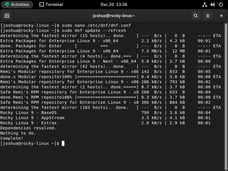 Verificando o host mais rápido para aumentar a velocidade do DNF no Rocky Linux