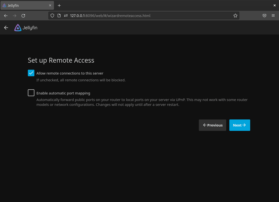 Jellyfin Media Server WebUI setup for Debian Linux - configuring remote access