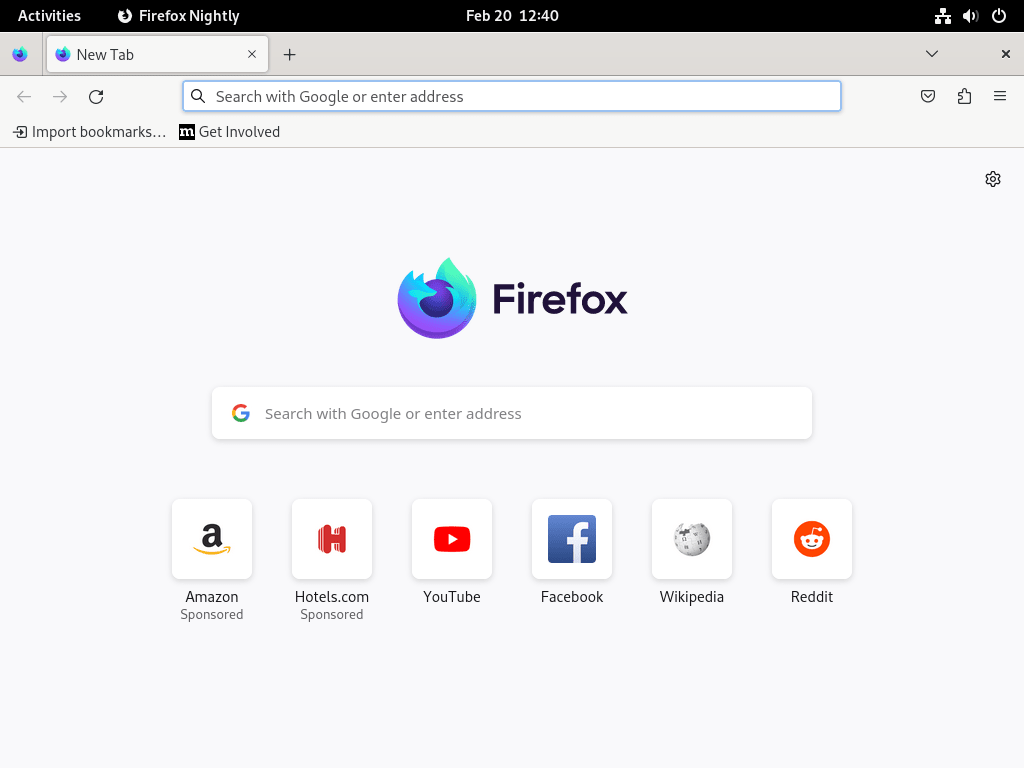 Firefox Nightly successfully installed on Fedora Linux