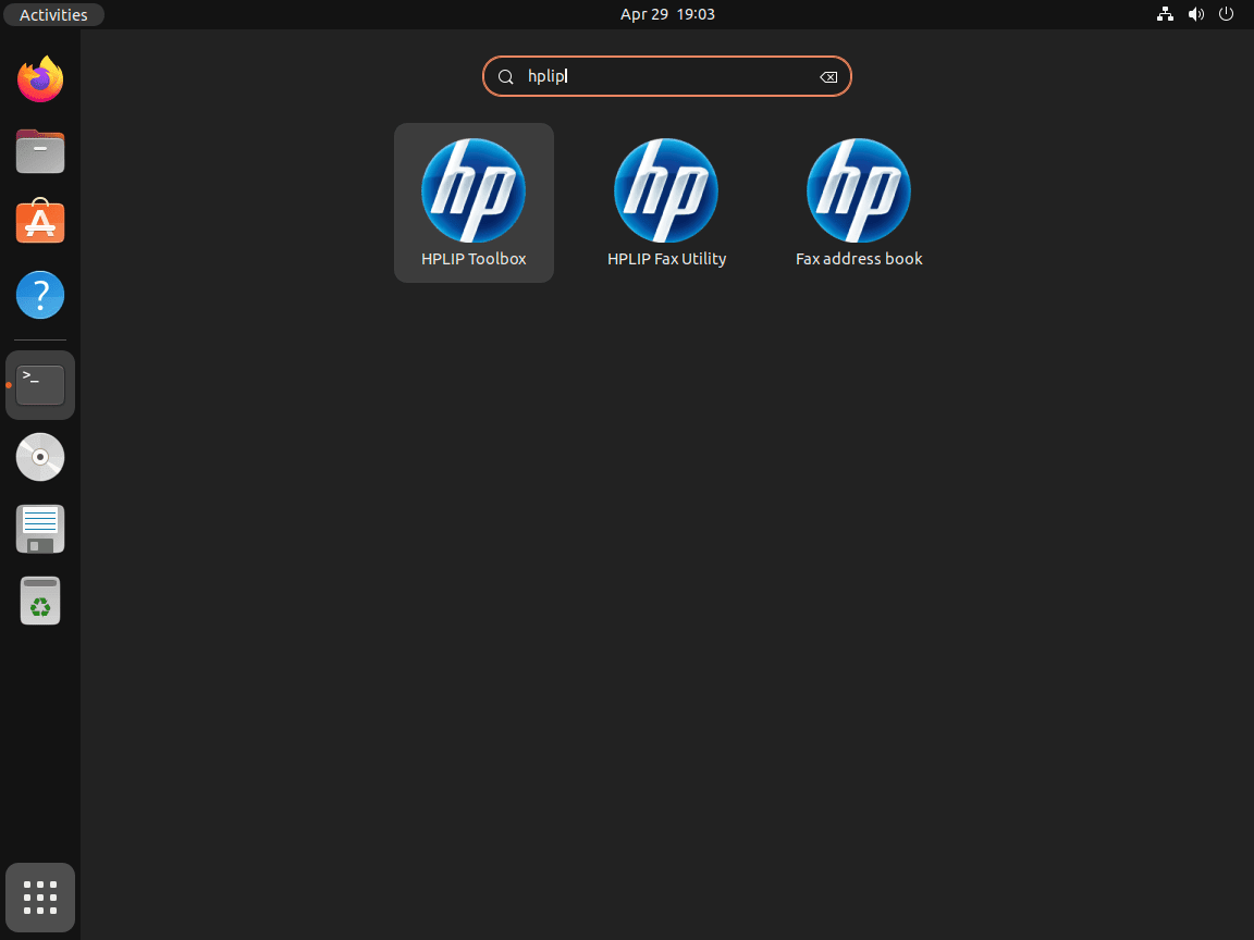 Launching HPLIP applications on Ubuntu Linux