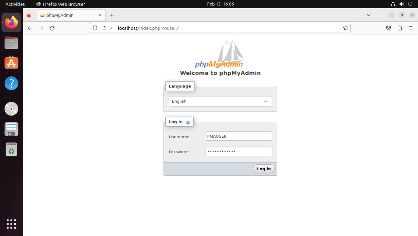 Login to phpMyAdmin GUI on Ubuntu