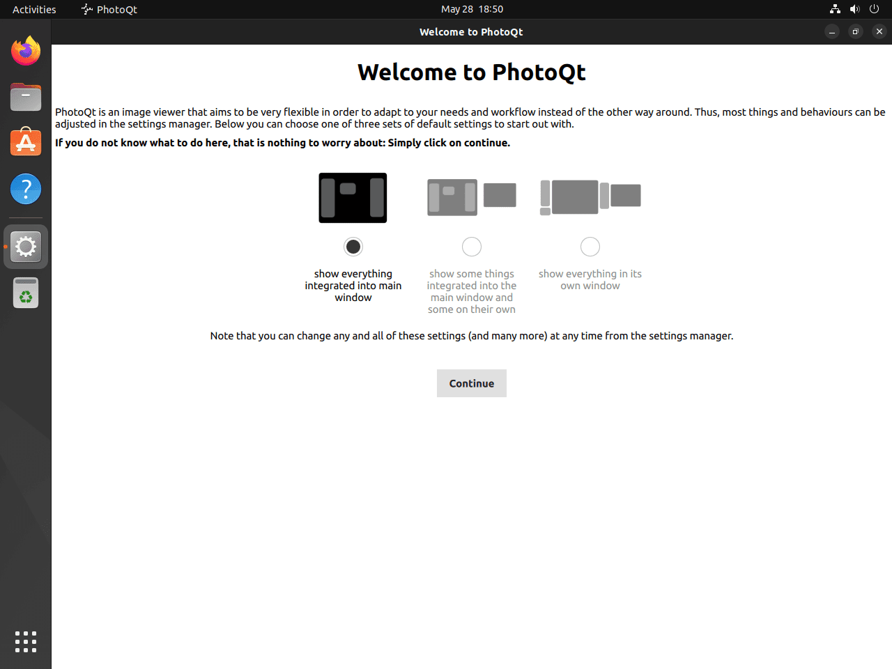 PhotoQT initial setup on Ubuntu Linux