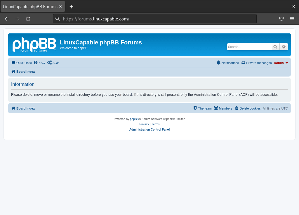 Forums phpBB avec dossier d'installation présent sur Debian Linux