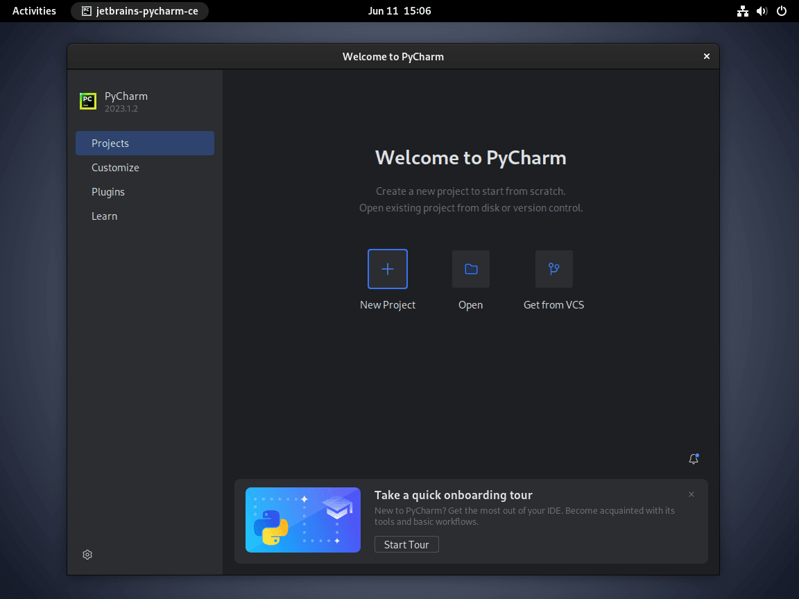 PyCharm Community default UI on Debian Linux