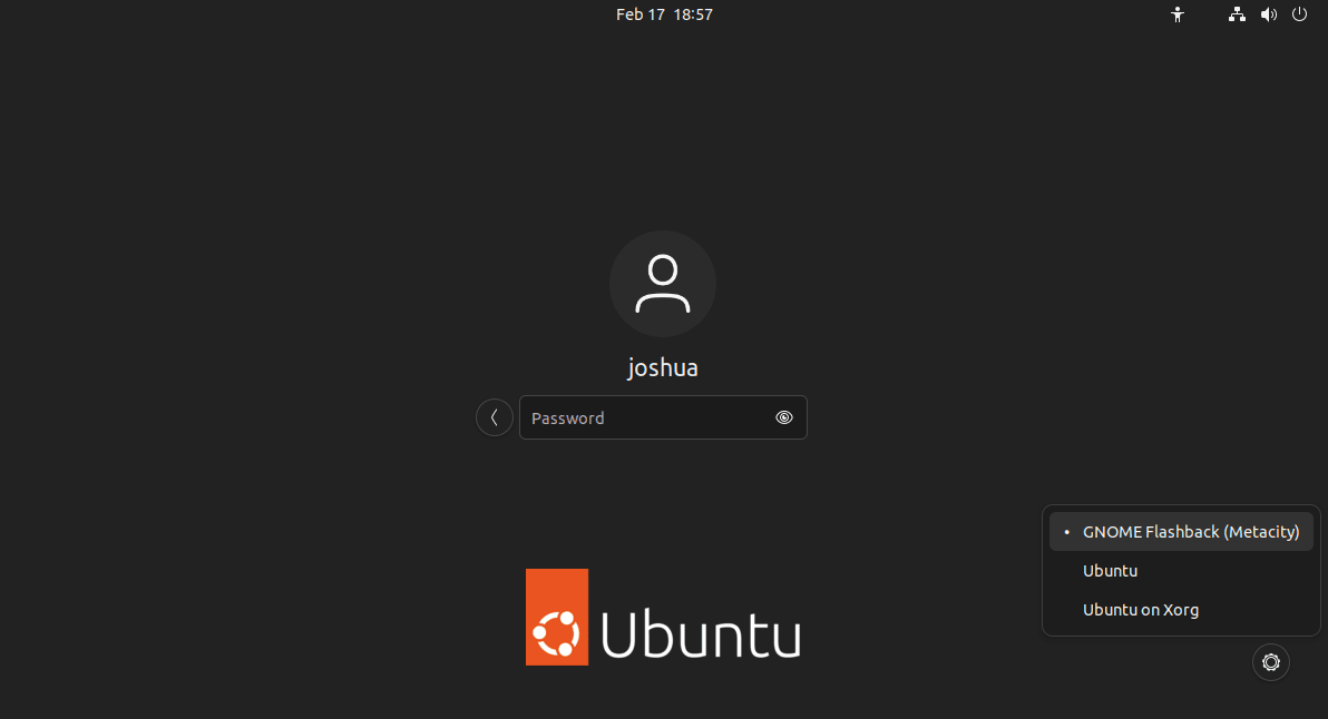 Selecting Ubuntu Flashback environment at login on Ubuntu