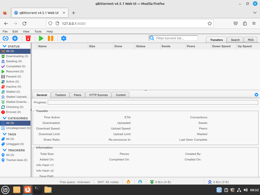 qBittorrent WebUI on Linux Mint