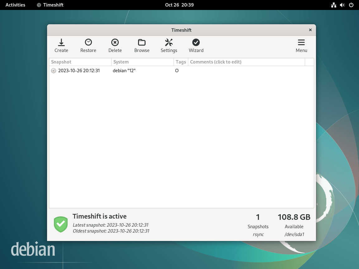 Cadangkan dengan Timeshift di Debian Linux
