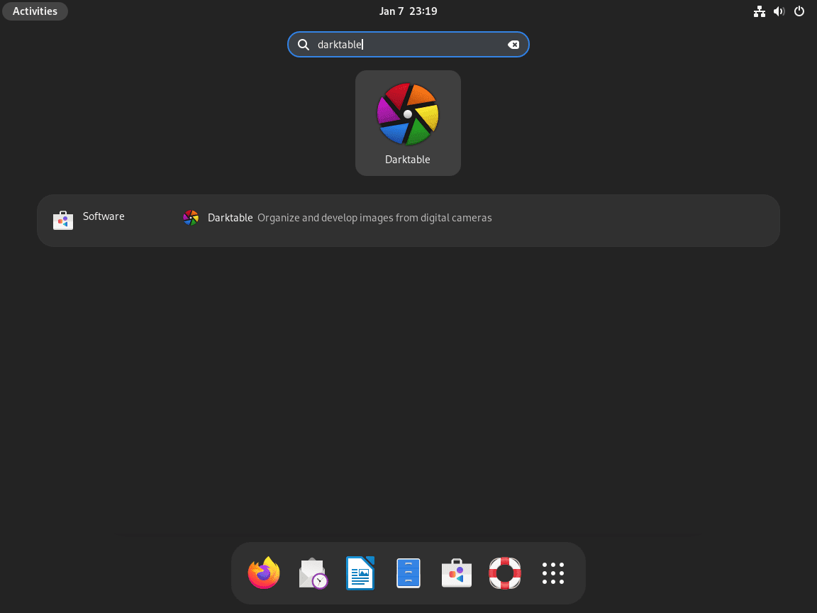 Icône de l'application Darktable sur Debian Linux