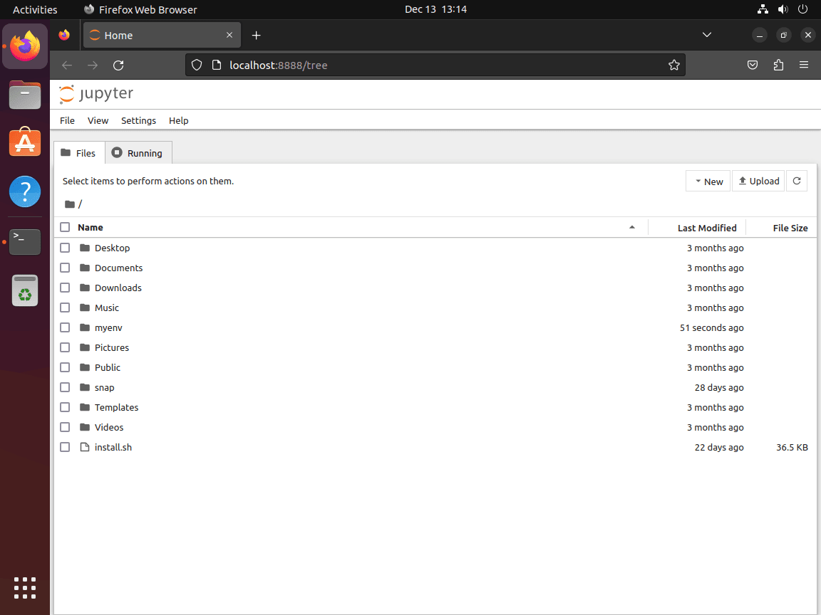 Jupyter Notebook WebUI on Ubuntu Linux