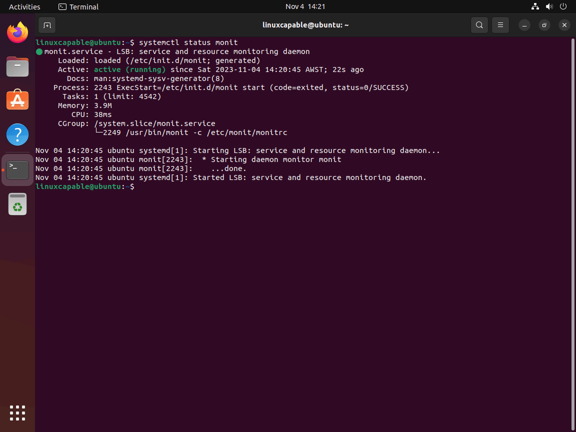 Monit systemd service working on Ubuntu Linux