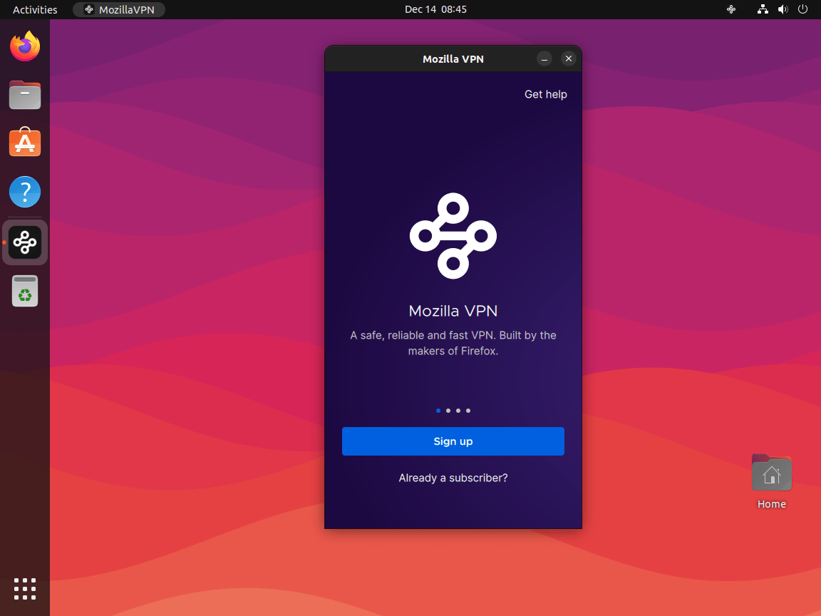 Sign in to MozillaVPN on Ubuntu Linux