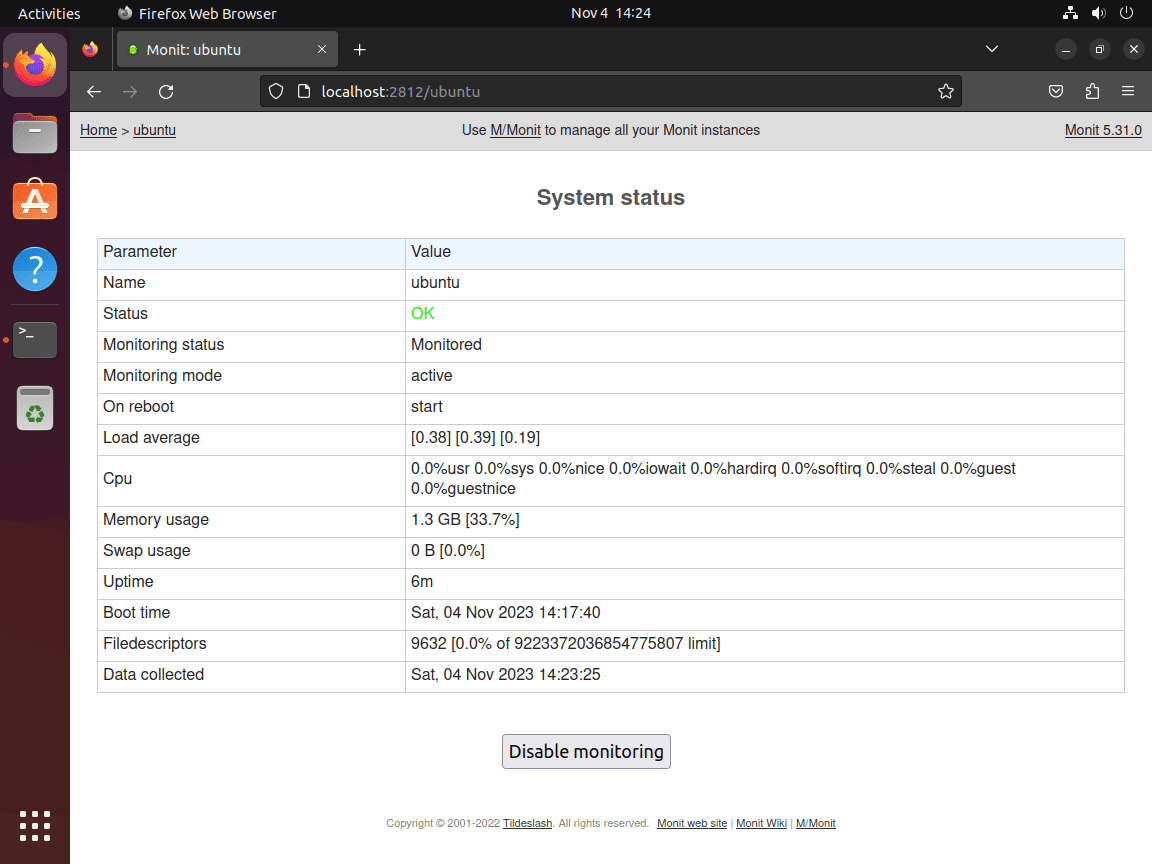 System status with Monit on Ubuntu Linux