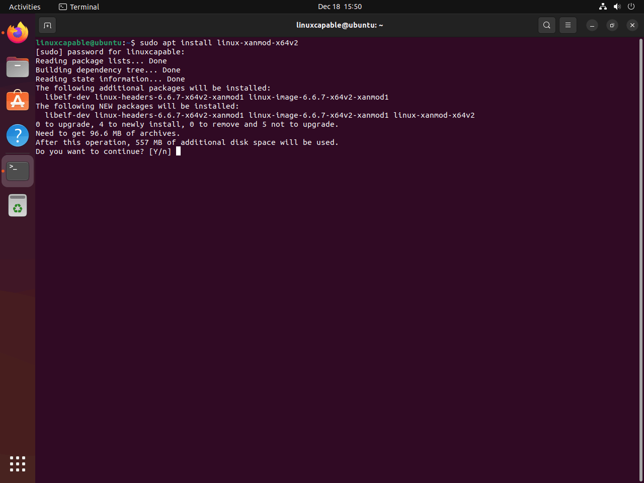 Proceeding with Xanmod Kernel installation on Ubuntu Linux