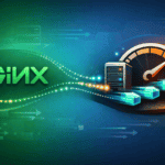 Nginx logo with server rack and speedometer representing TCP Fast Open performance optimization