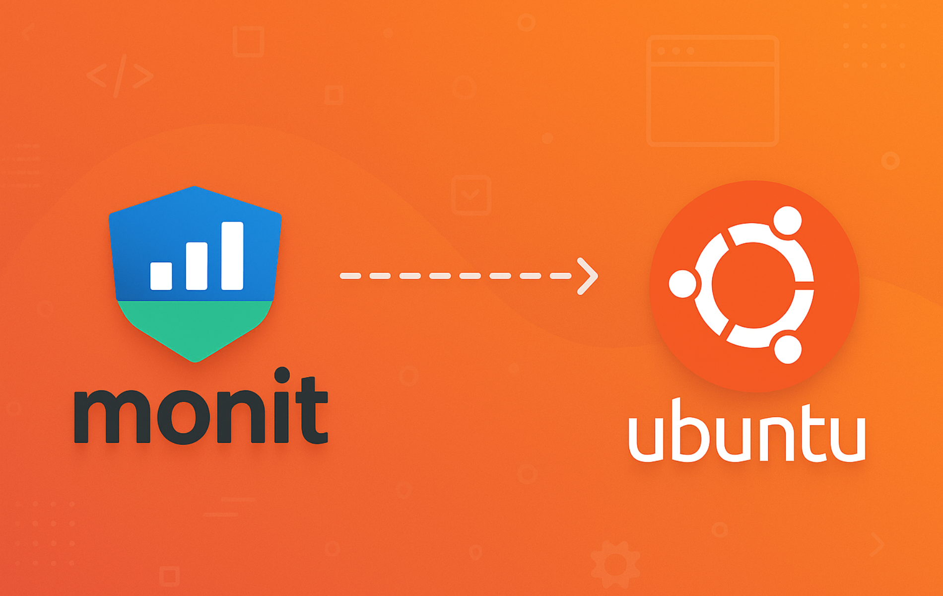 Monit logo with Ubuntu logo showing server monitoring installation process