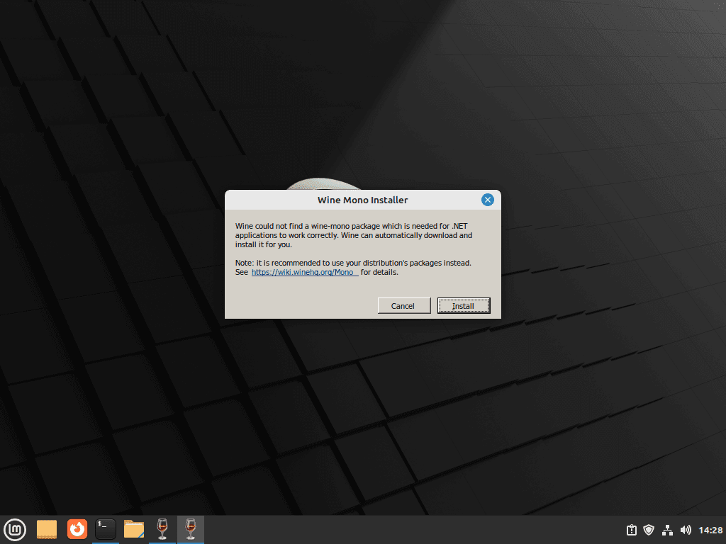 Installation de Mono pour Wine sur Linux Mint