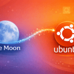 Pale Moon browser logo connecting to Ubuntu logo representing the installation process