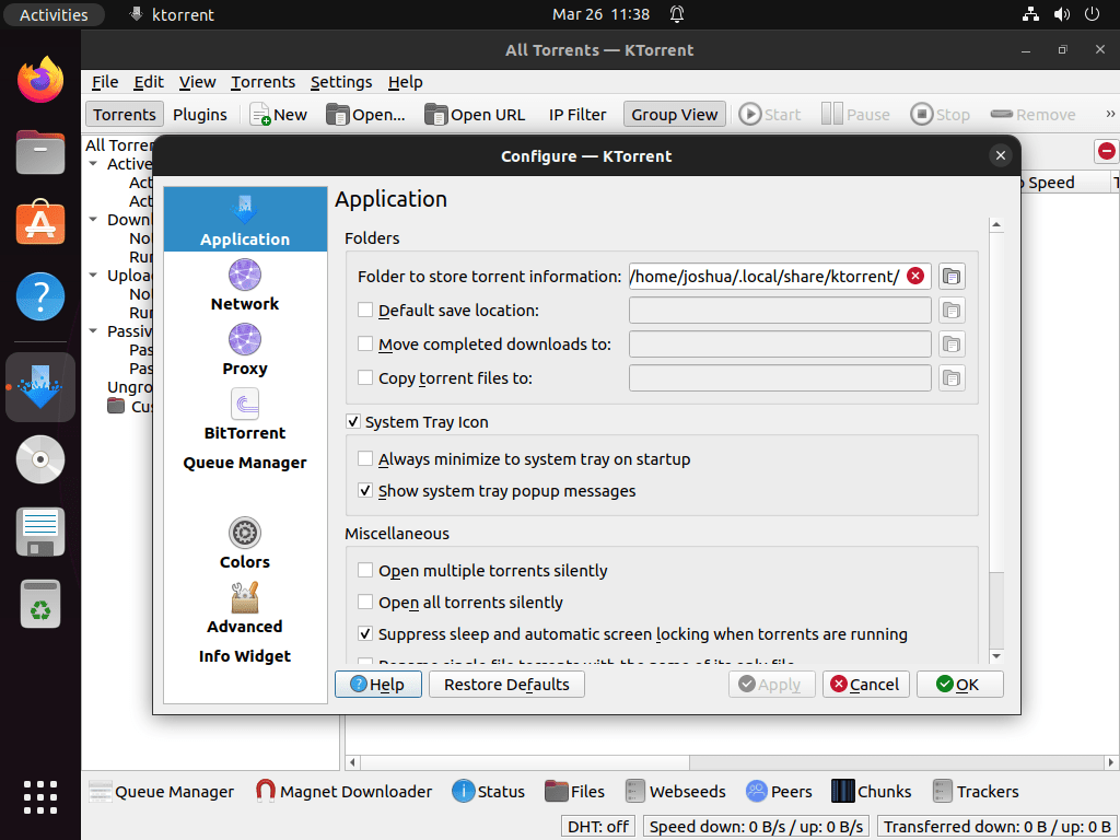 KTorrent installed on Ubuntu Linux