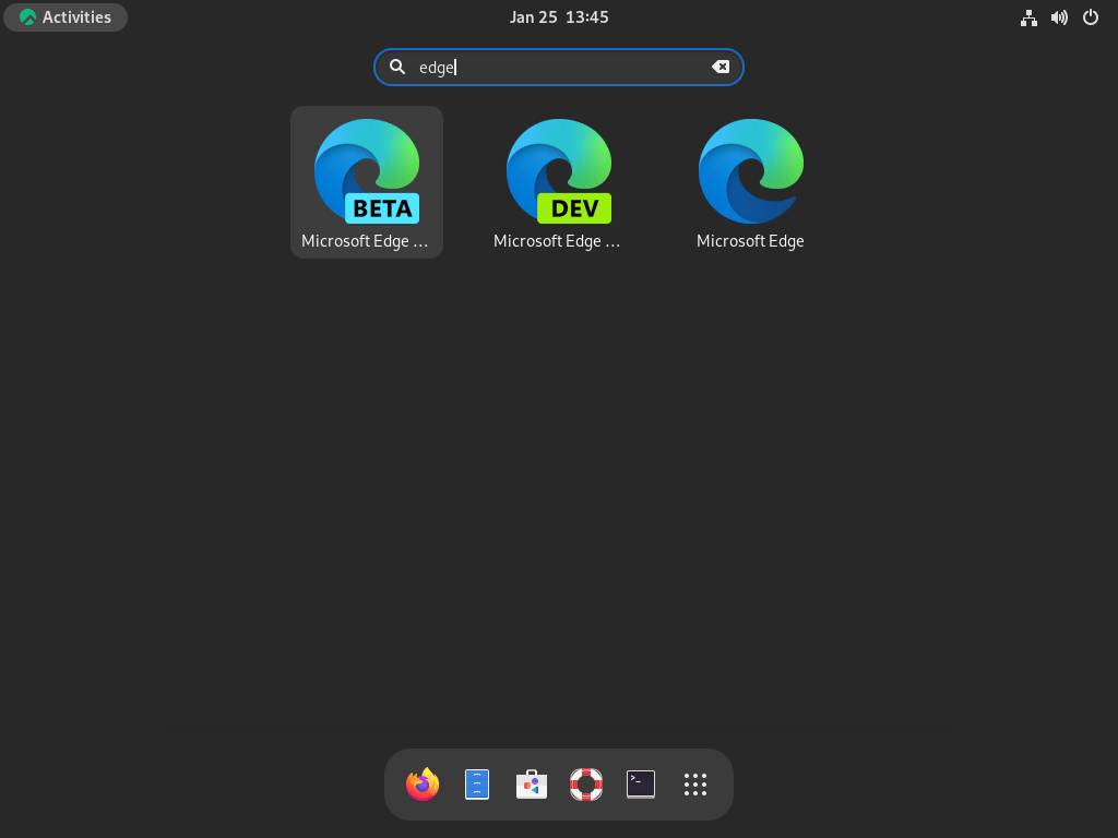 Lancering van Microsoft Edge op Rocky Linux