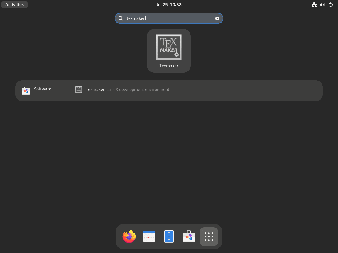 Startar Texmaker på Fedora Linux