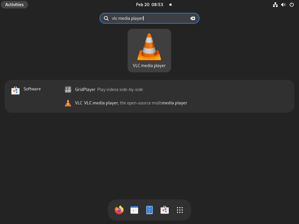 Launching VLC Media Player on Fedora Linux